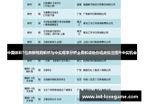 中国体彩7位数新规则解析与中奖概率分析全面解读助你精准投注提升中奖机会